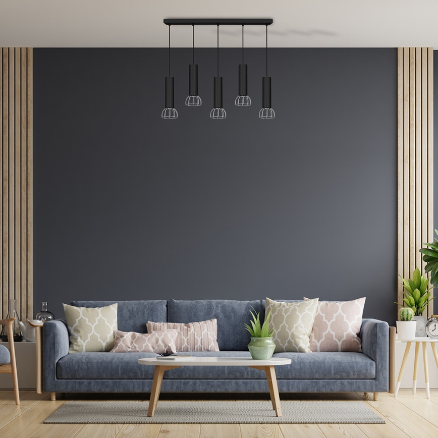 Luster na sajli DANTE 5xGU10/25W/230V crno/sjajni krom