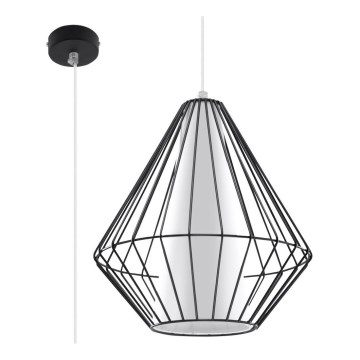 Luster na sajli DEMI 1xE27/60W/230V crno/bela