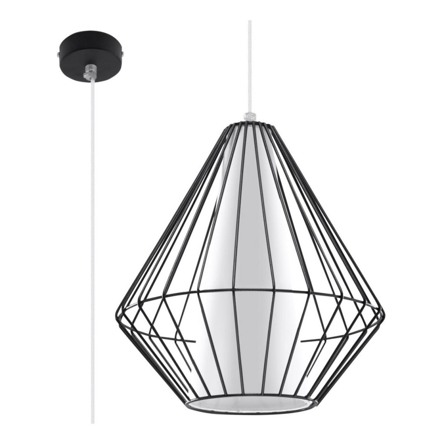 Luster na sajli DEMI 1xE27/60W/230V crno/bela