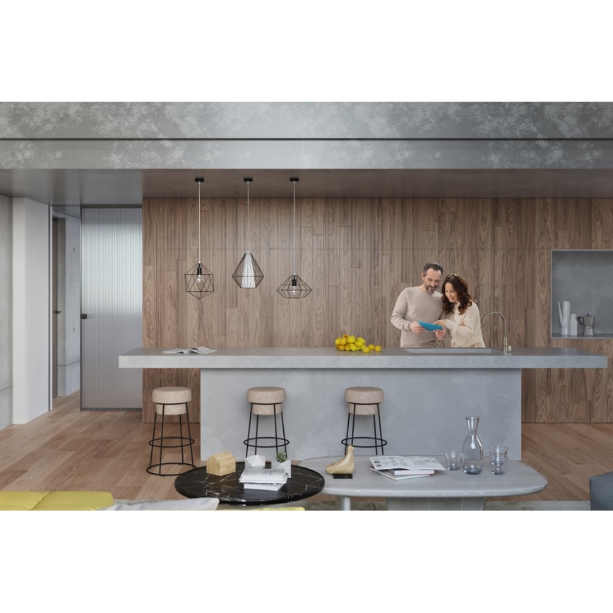 Luster na sajli DEMI 1xE27/60W/230V crno/bela