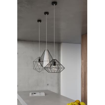 Luster na sajli DEMI 1xE27/60W/230V crno/bela