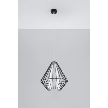 Luster na sajli DEMI 1xE27/60W/230V crno/bela