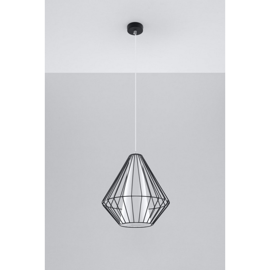 Luster na sajli DEMI 1xE27/60W/230V crno/bela