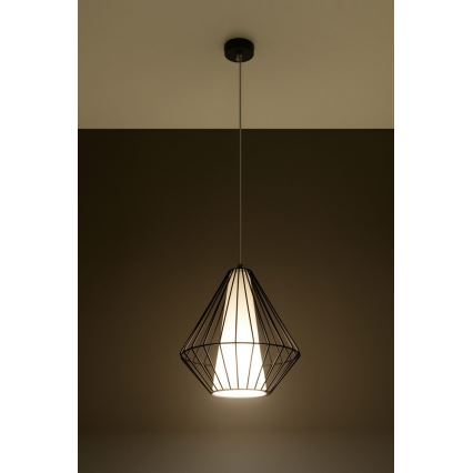 Luster na sajli DEMI 1xE27/60W/230V crno/bela