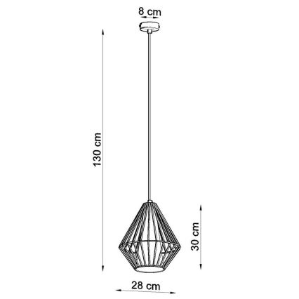 Luster na sajli DEMI 1xE27/60W/230V crno/bela