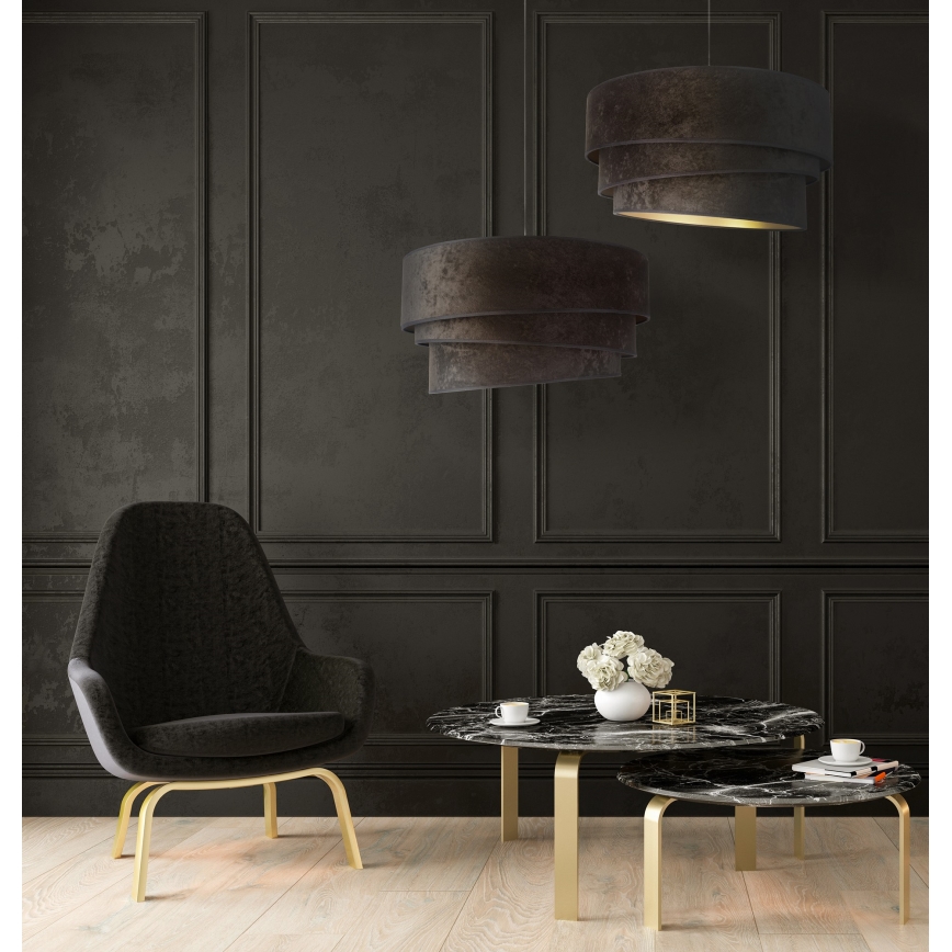 Luster na sajli DEVON 1x E27/40W/230V, prečnik 45 cm, crna/zlatna