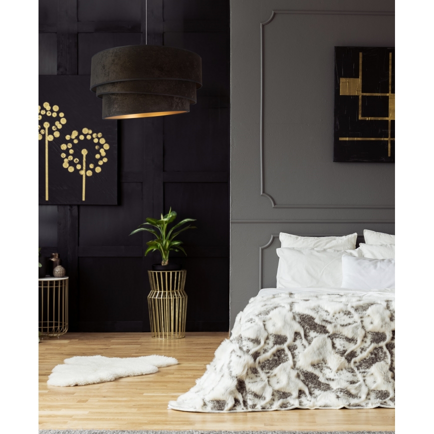 Luster na sajli DEVON 1x E27/40W/230V, prečnik 45 cm, crna/zlatna