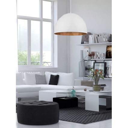 Luster na sajli DIAMENT 1xE27/60W/230V pr. 35 cm bela/bakrena