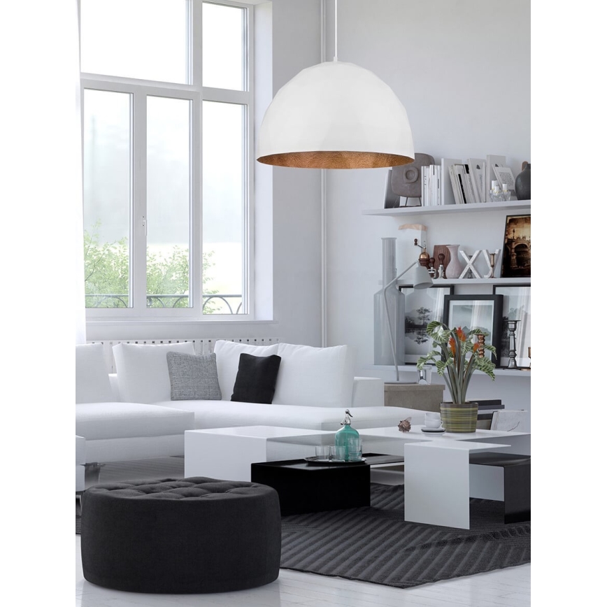 Luster na sajli DIAMENT 1xE27/60W/230V pr. 35 cm bela/bakrena