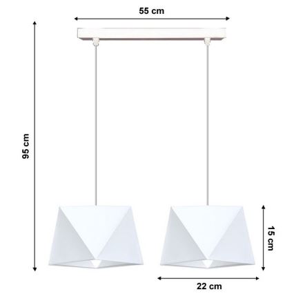Luster na sajli DIAMENT 2xE27/60W/230V bela