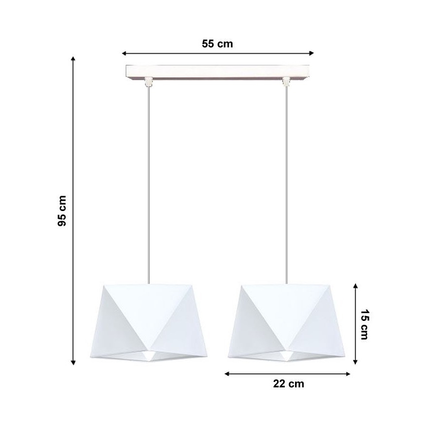 Luster na sajli DIAMENT 2xE27/60W/230V bela