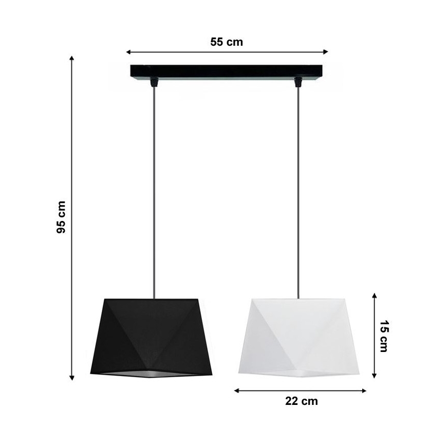 Luster na sajli DIAMENT 2xE27/60W/230V crno-bela