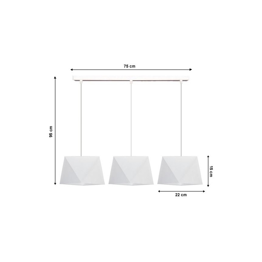 Luster na sajli DIAMENT 3xE27/60W/230V bela