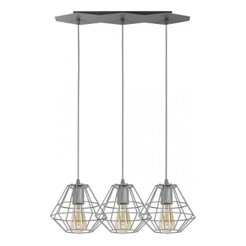 Luster na sajli DIAMOND 3xE27/60W/230V sivo