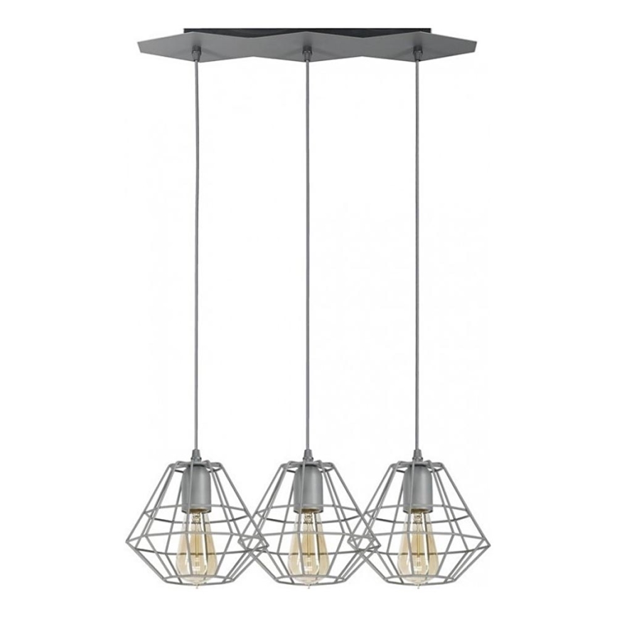 Luster na sajli DIAMOND 3xE27/60W/230V sivo