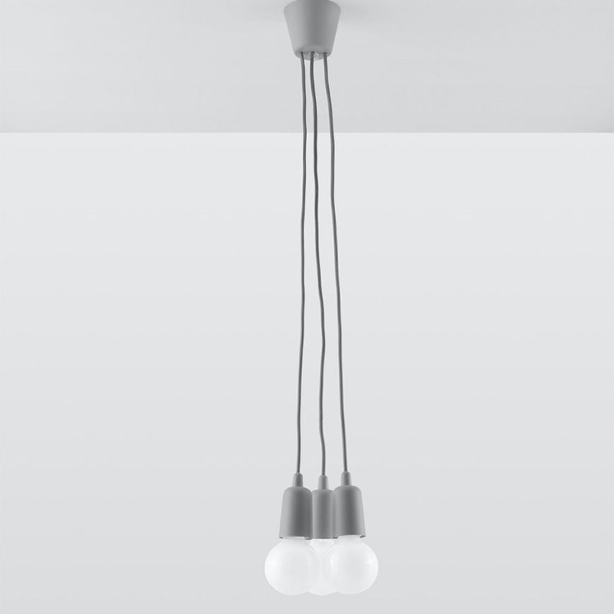 Luster na sajli DIEGO 3xE27/60W/230V sivo