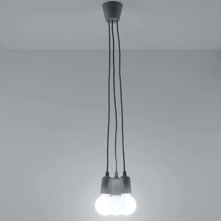 Luster na sajli DIEGO 3xE27/60W/230V sivo