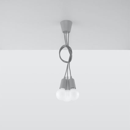 Luster na sajli DIEGO 3xE27/60W/230V sivo