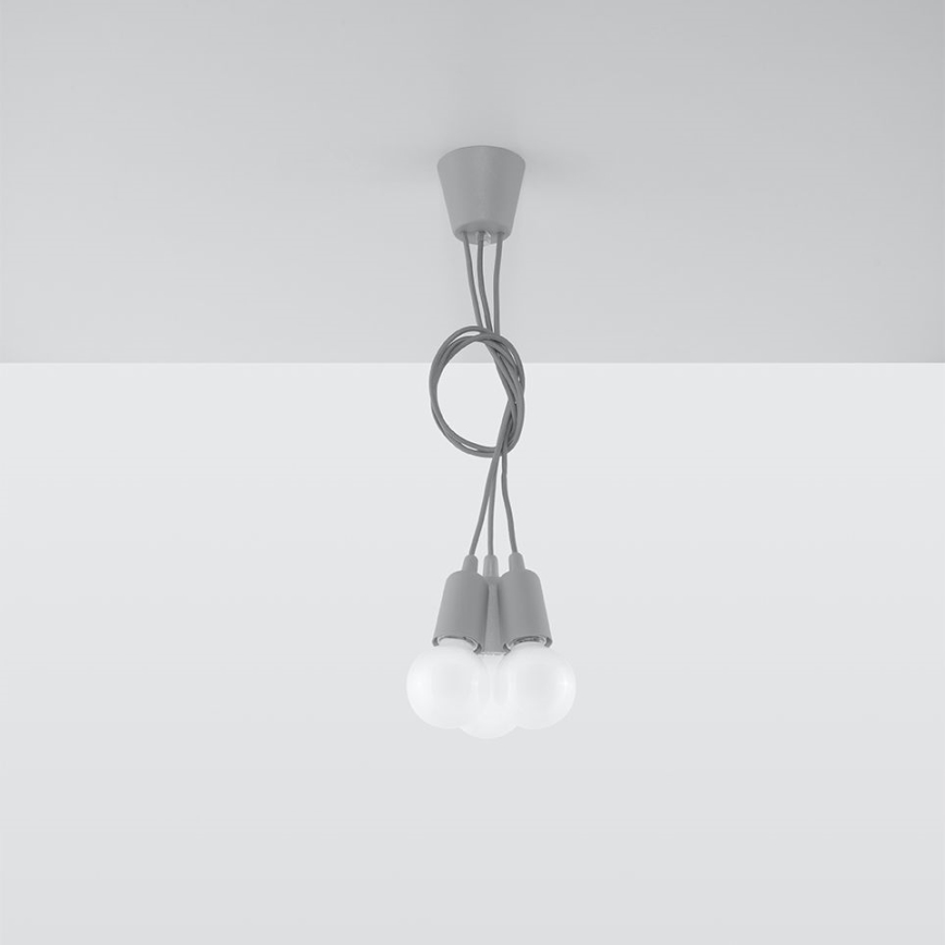 Luster na sajli DIEGO 3xE27/60W/230V sivo