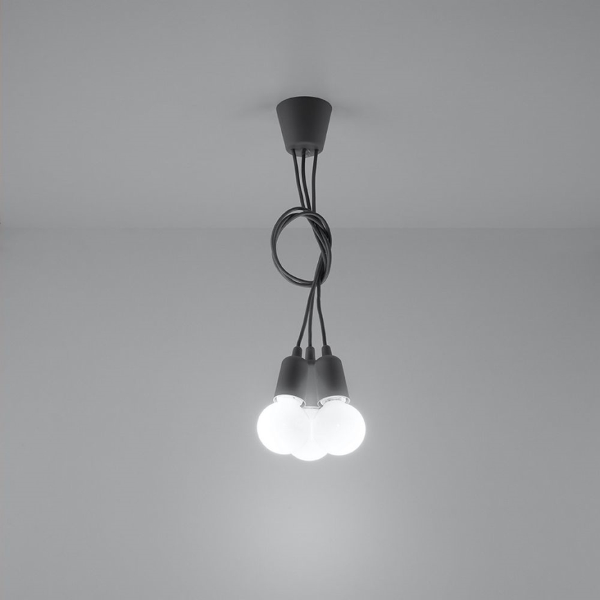Luster na sajli DIEGO 3xE27/60W/230V sivo