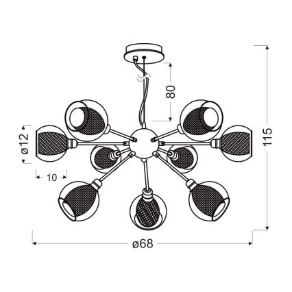 Luster na sajli DIXI 9xE14/40W/230V
