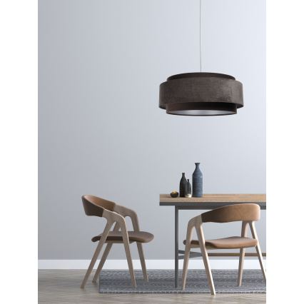 Luster na sajli DOBLO 1xE27/60W/230V pr. 60 cm braon/srebrno