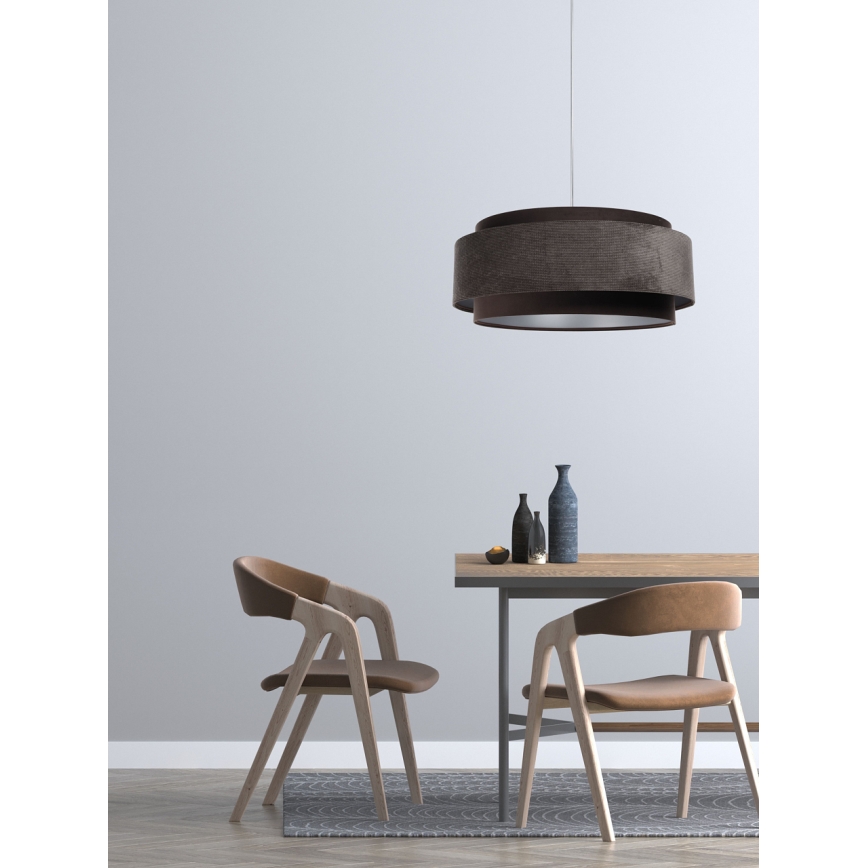 Luster na sajli DOBLO 1xE27/60W/230V pr. 60 cm braon/srebrno