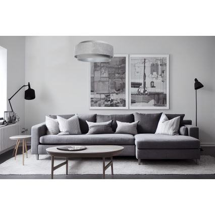 Luster na sajli DOBLO 1xE27/60W/230V pr. 60 cm sivo/srebrno