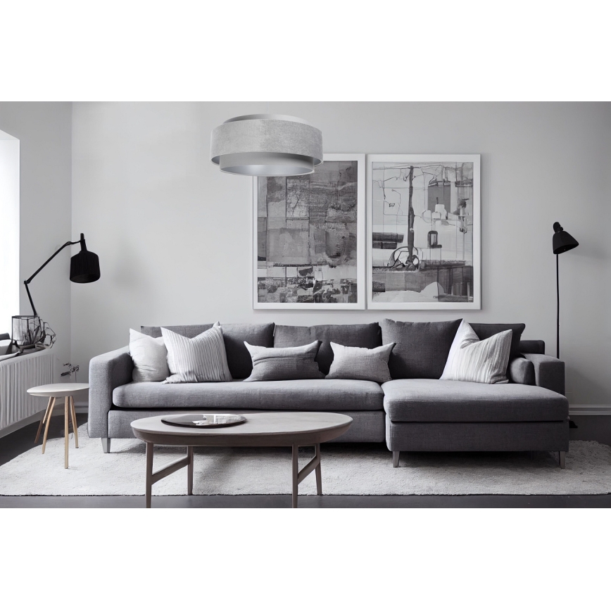 Luster na sajli DOBLO 1xE27/60W/230V pr. 60 cm sivo/srebrno