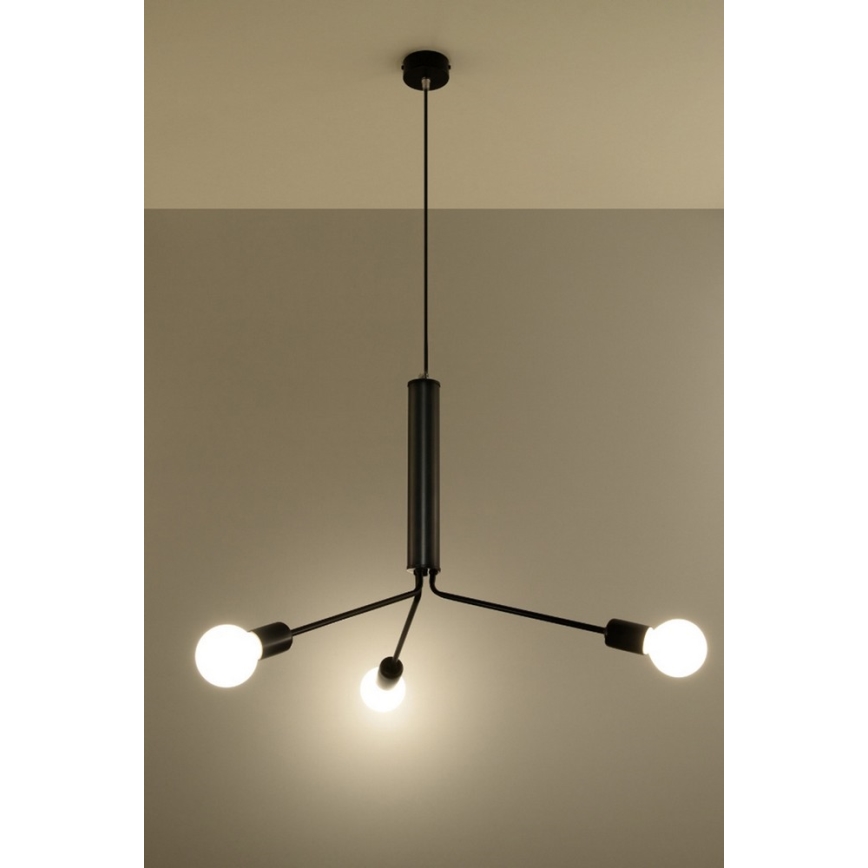 Luster na sajli DUOMO 3D 3xE27/60W/230V crno
