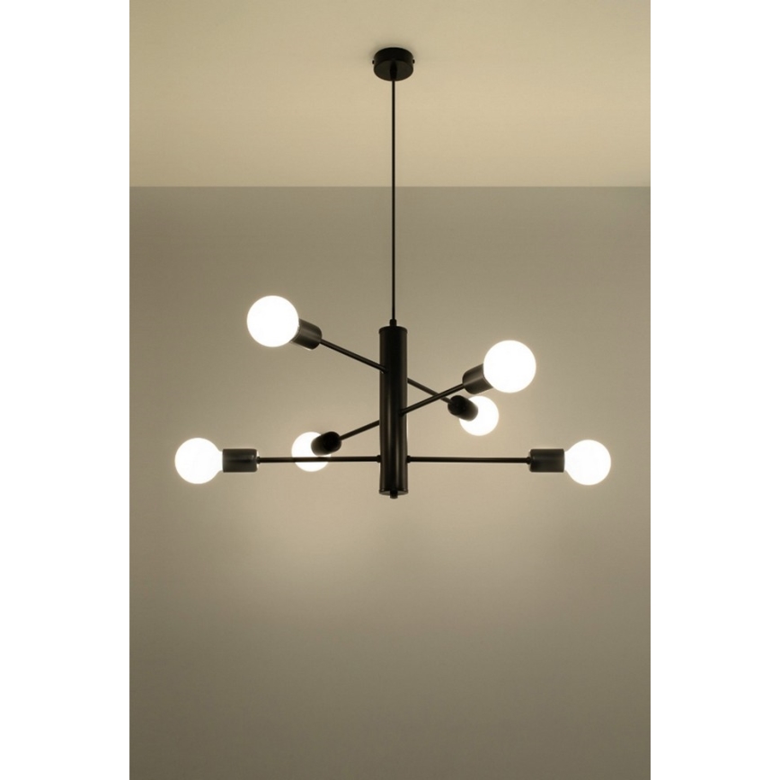 Luster na sajli DUOMO 6 6xE27/60W/230V crno