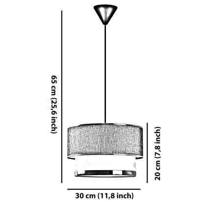 Luster na sajli ECHO 1xE27/60W/230V crna/smeđa