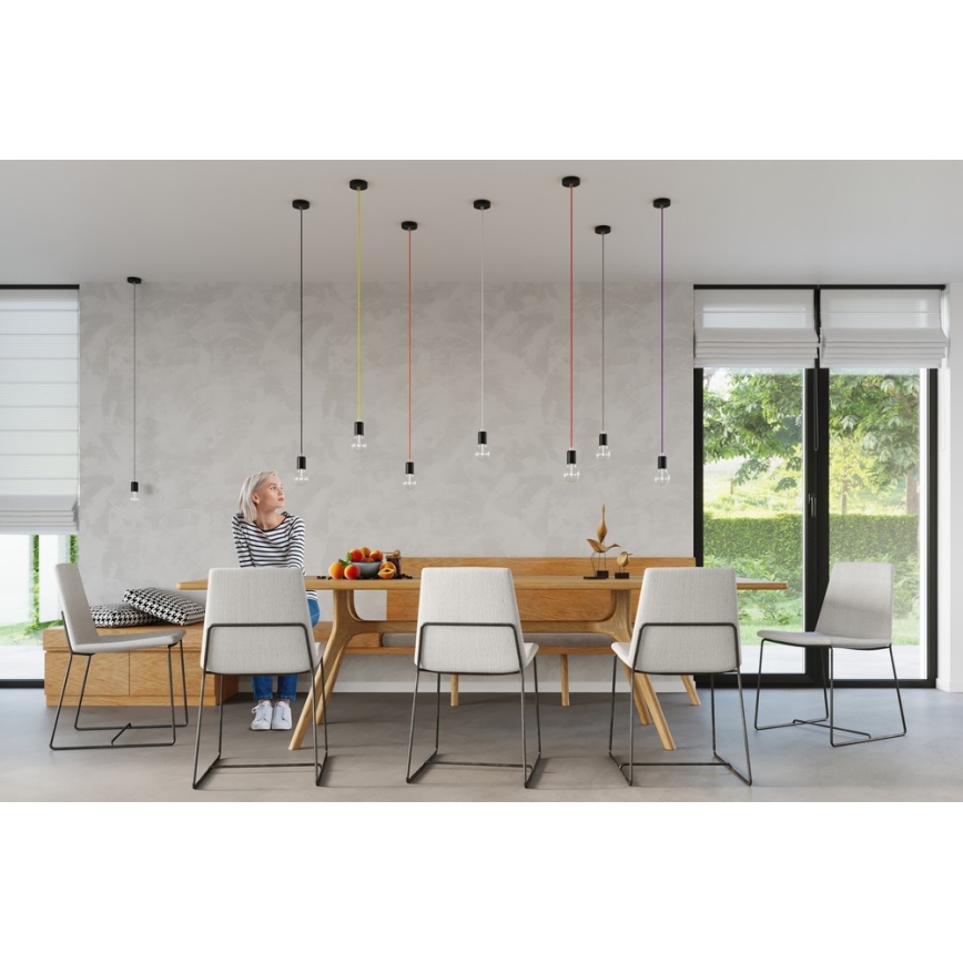 Luster na sajli EDISON 1xE27/60W/230V crno