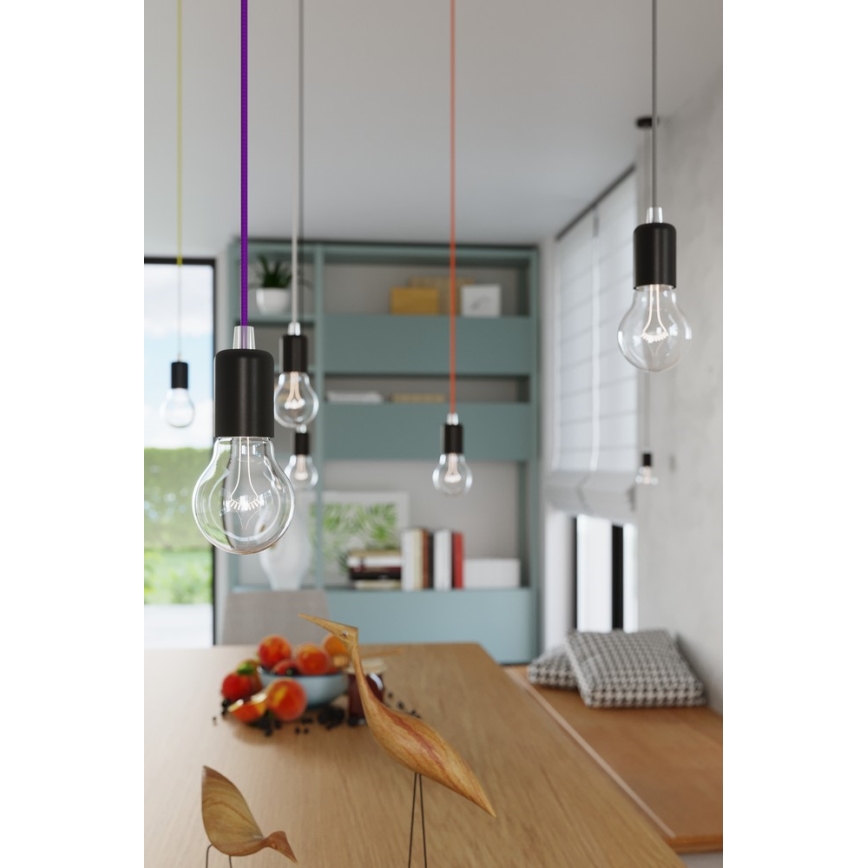 Luster na sajli EDISON 1xE27/60W/230V crno
