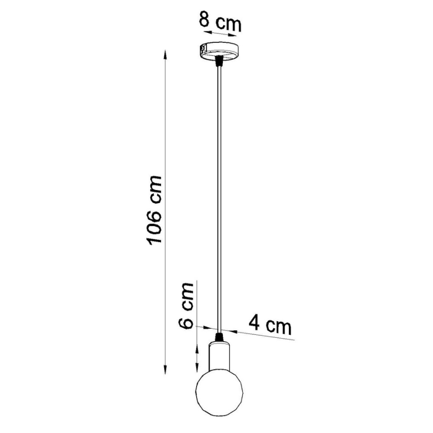 Luster na sajli EDISON 1xE27/60W/230V crno