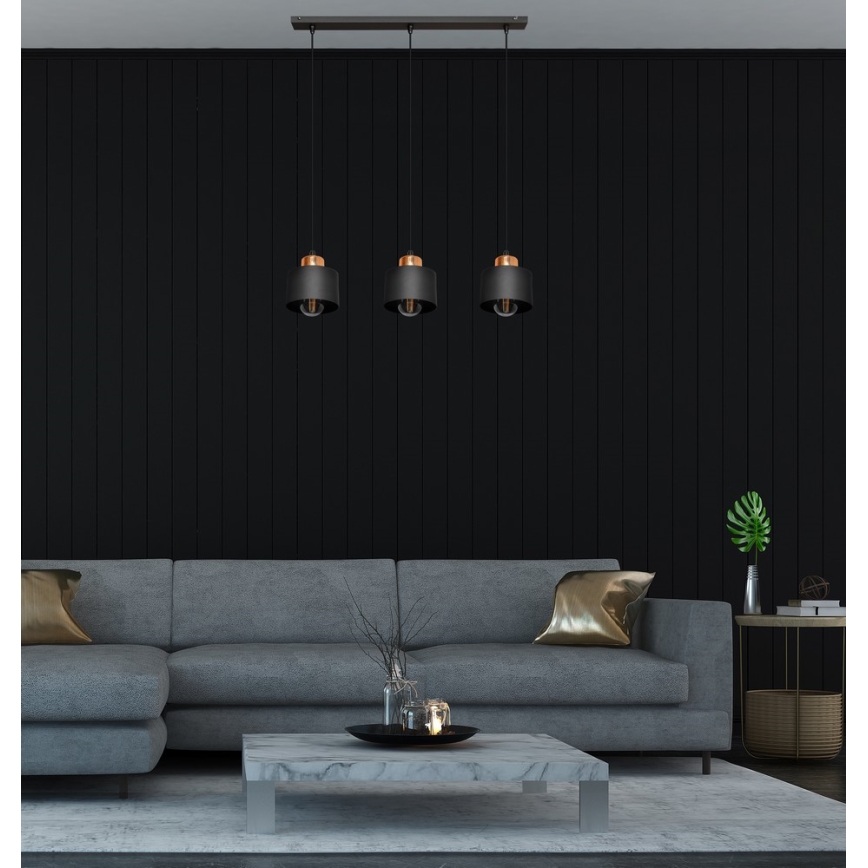 Luster na sajli EDISON 3xE27/15W/230V