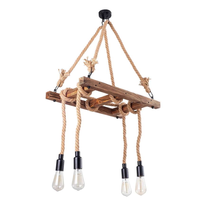 Luster na sajli EREBOS 4xE27/40W/230V braon