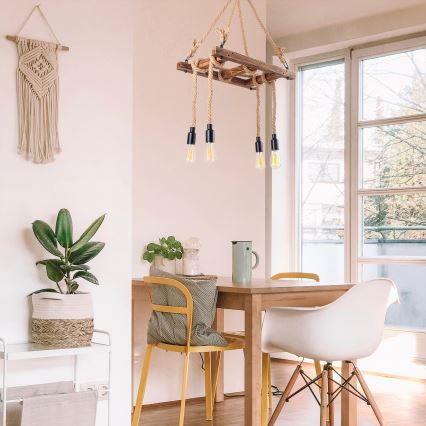 Luster na sajli EREBOS 4xE27/40W/230V braon