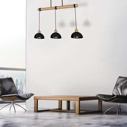Luster na sajli ERIK 3xE27/60W/230V bež/crno