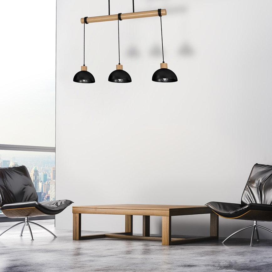 Luster na sajli ERIK 3xE27/60W/230V bež/crno