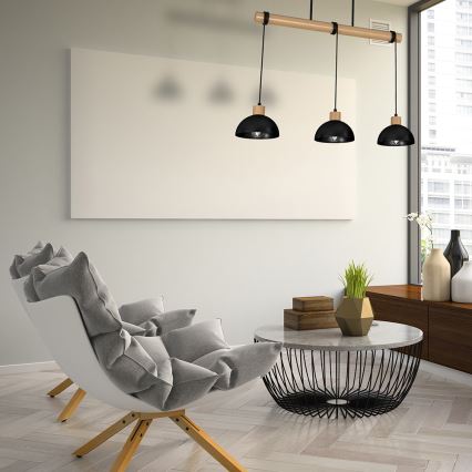 Luster na sajli ERIK 3xE27/60W/230V bež/crno