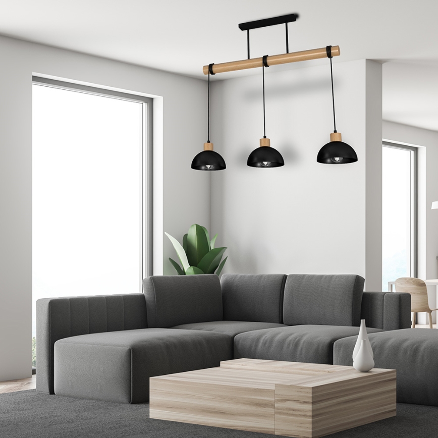 Luster na sajli ERIK 3xE27/60W/230V bež/crno