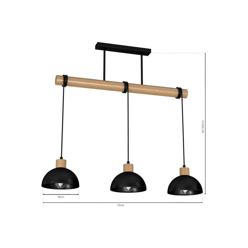 Luster na sajli ERIK 3xE27/60W/230V bež/crno