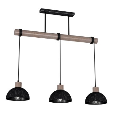 Luster na sajli ERIK 3xE27/60W/230V braon/crno
