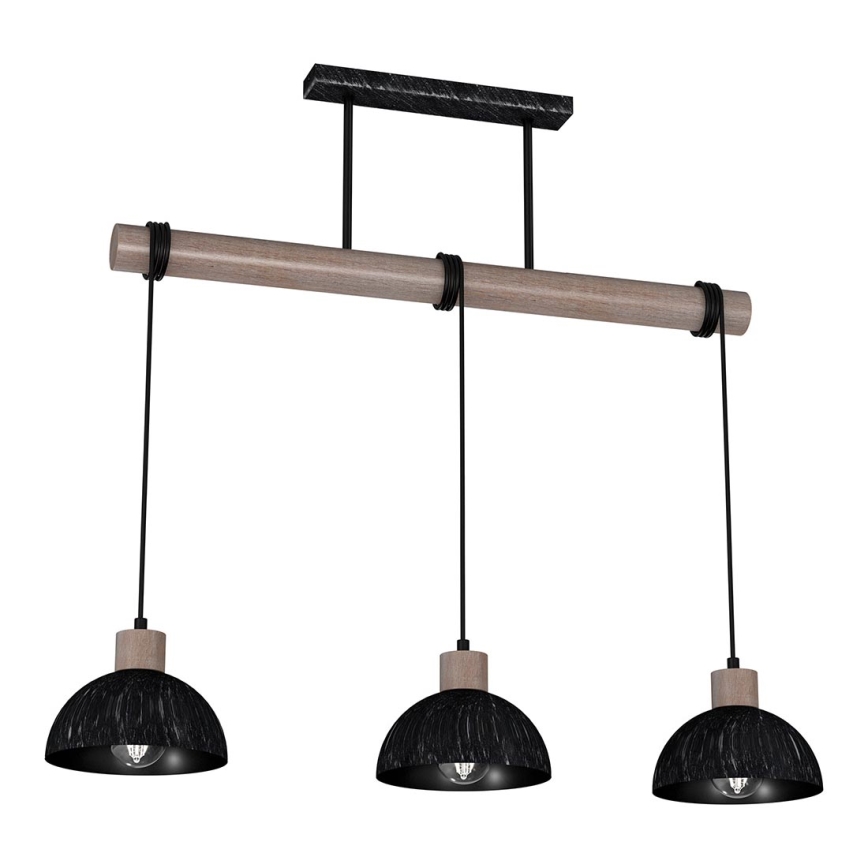 Luster na sajli ERIK 3xE27/60W/230V braon/crno
