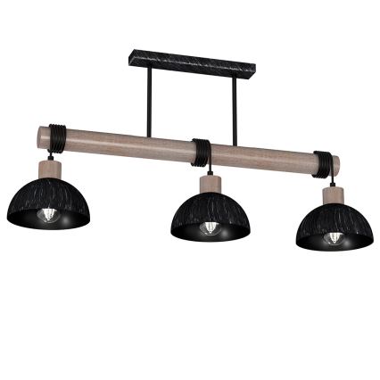 Luster na sajli ERIK 3xE27/60W/230V braon/crno