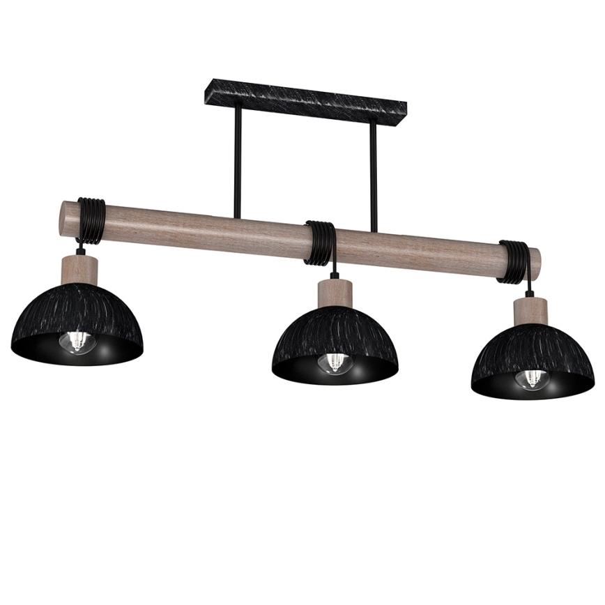 Luster na sajli ERIK 3xE27/60W/230V braon/crno