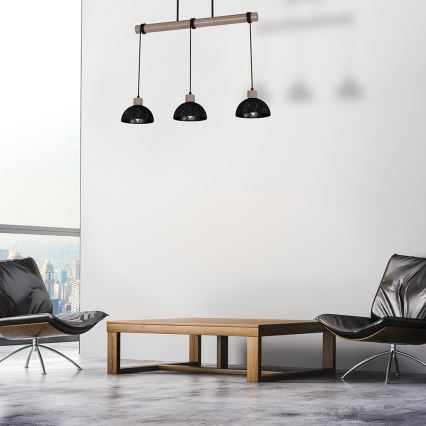 Luster na sajli ERIK 3xE27/60W/230V braon/crno