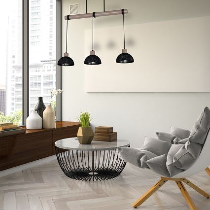 Luster na sajli ERIK 3xE27/60W/230V braon/crno