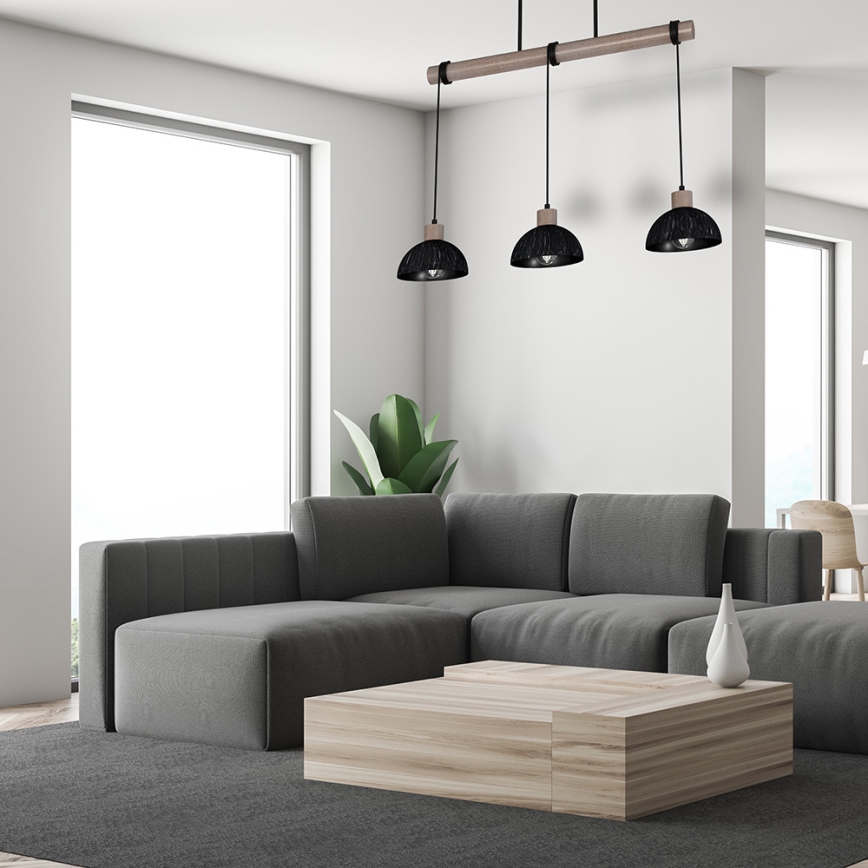 Luster na sajli ERIK 3xE27/60W/230V braon/crno